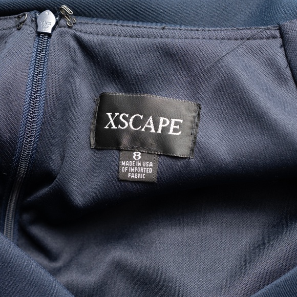 Xscape - New! Lexi Long Sleeve Scuba Ruched Side Gown. - Picture 4 of 10